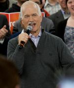 NDP leader Jack Layton speaks to supporters during the final week of the 2011 federal election campaign.