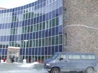 The federal building in Yellowknife produces electricity from integrated solar PV panels. 