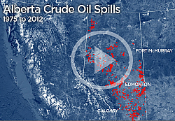 ERCB data shows Alberta has seen an adverage of two oil spills every day for the past 37 years.