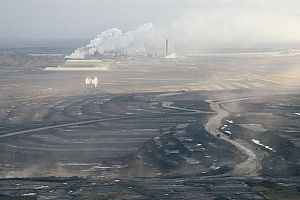 An oilsands mining facility in Northern Alberta. 
