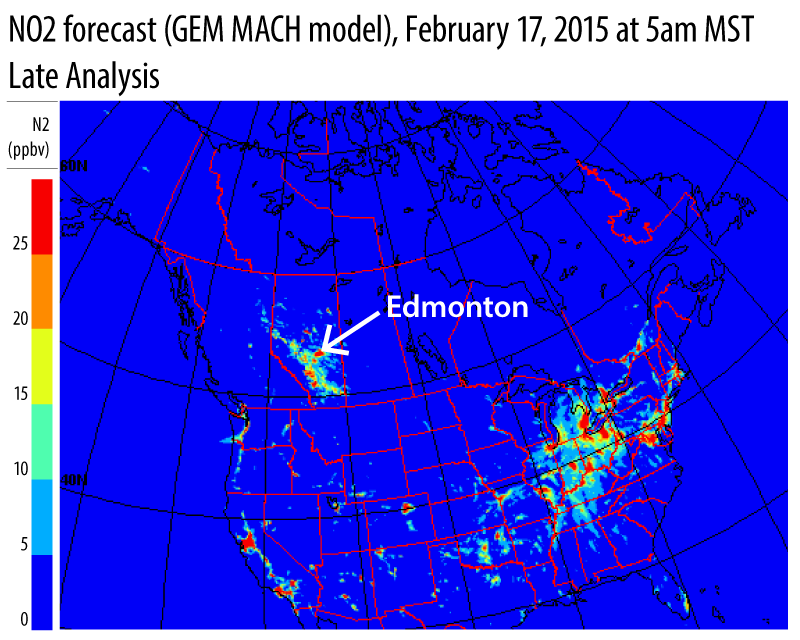 NO2 forecast February 17, 2015 at 5am MST