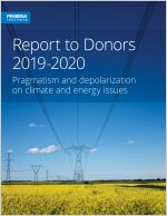 Cover of report to donors with electricity pylons in canola field