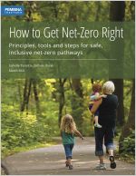 Cover of How to Get Net-Zero Right with woman walking with children in the woods
