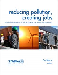Cover of the Pembina Institute report, Reducing pollution, creating jobs.