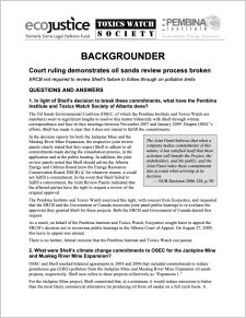 cover of backgrounder oilsands review process broken