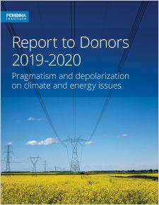 Cover of report to donors with electricity pylons in canola field