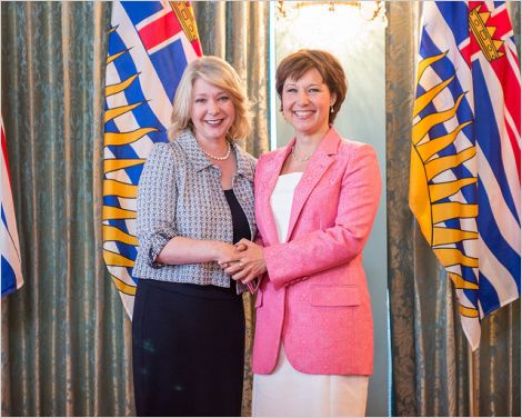 B.C. Environment Minister Mary Polak with Premier Clark