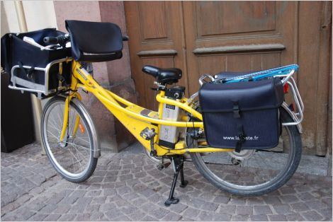 Yellow electric cargo bike