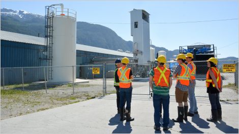 people in safety vests at the Carbon Engineering plant in BC