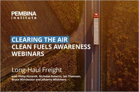 Clean Fuels Awareness Webinar Series: Long-Haul Freight - aerial view of freight truck on highway