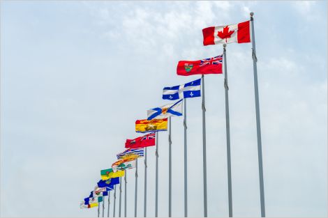 The national, provincial and territorial flags of Canada