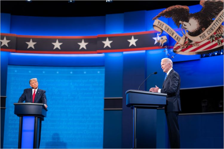 The final presidential debate of the 2020 U.S. election with Trump and Biden on stage
