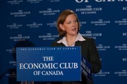 Alberta Premier Alison Redford speaking at the Economic Club of Canada on Nov. 16, 2011. Photo: courtesy Government of Alberta.