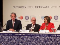 Chairman Markey, Chairman Waxman and Speaker Pelosi at a news conference in Copenhagen, December 2009