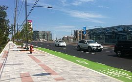 Bicycle lane and BRT station in Markham