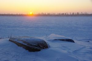 Snow on lake