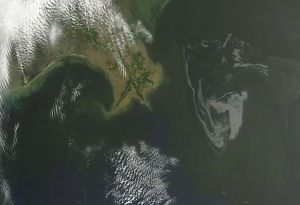 Gulf of Mexico oil slick image from Nasa, May 1, 2010