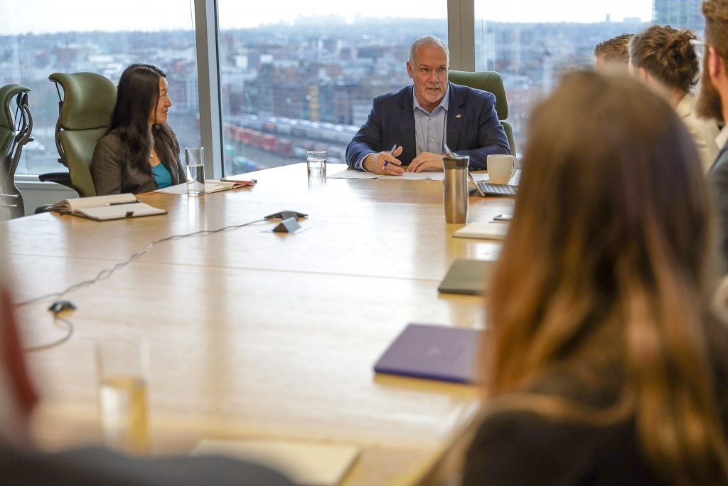 * Members of the Catalyst Business Coalition met with B.C. premier John Horgan in November 2019.