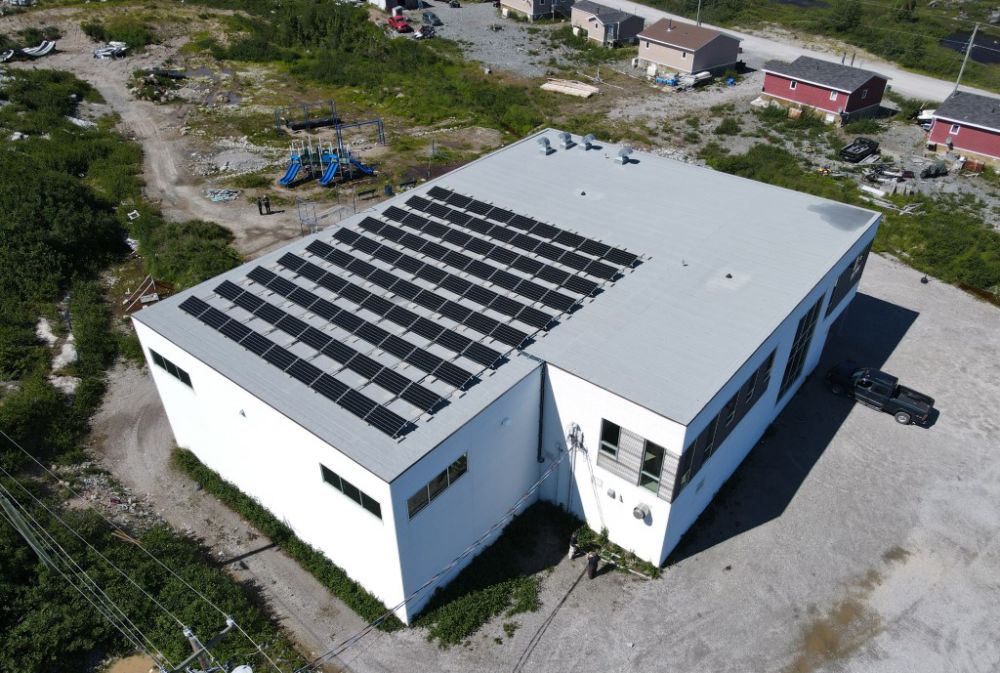 Solar panels over building