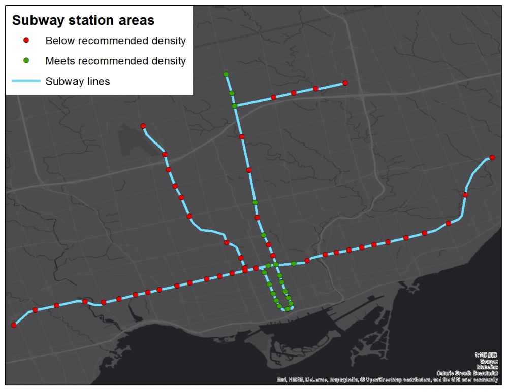 Map of subway stations and nearby density