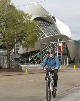 * Councillor Scott McKeen lived a suburban lifestyle for part of his life and then moved to the city's core: "So, we're talking about a location efficiency, but there's so much more to this lifestyle that I think we have to talk to people about. You're going save money, you're going be easier on the planet, and you might make more friends than you've ever had before in your life." Photo David Dodge, GreenEnergyFutures.ca