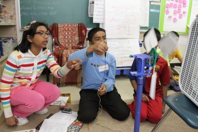 Students at George Webster School in Toronto learning about wind power.