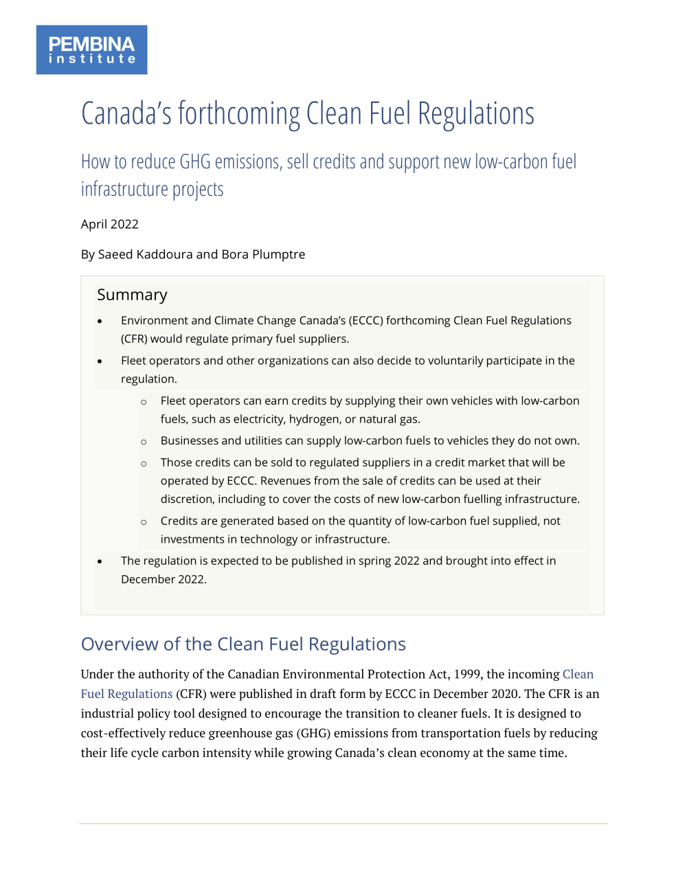 Canada's Clean Fuel Regulations Pembina Institute