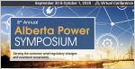 banner for Alberta Power Symposium with wind farm