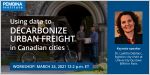 banner for event using data to decarbonize freight with image of speaker Laetitia Dablanc