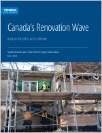 cover for Canada's renovation wave with workers renovating older building