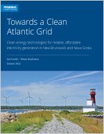 Report cover with title and subtitle. Cover photo is wind turbines along the water with a lighthouse nearby. 