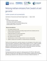 Cover of submission on Reducing methane emissions from Canada’s oil and gas sector