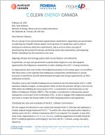 Joint letter with Pembina Institute, Ecotrust Canada, MoveUP and Clean Energy Canada