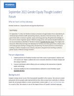 September 2022 Gender Equity Thought Leaders’ Forum: What we heard and key takeaways