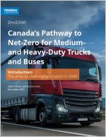 Cover of Canada’s Pathway to Net-Zero for Trucks and Buses with truck on highway