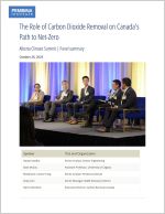 Cover of The Role of Carbon Dioxide Removal on Canada's Path to Net-Zero with image of panel members