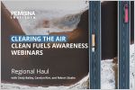 Clean Fuels Awareness Webinar Series: Regional Haul - aerial view of semi-trucks on road