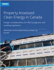 * cover of property assessed clean energy in Canada with worker on lift