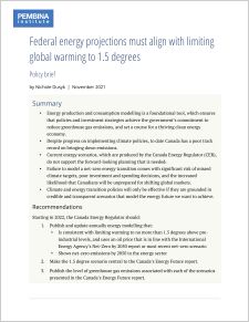 Cover to Federal energy projections must align with limiting global warming 