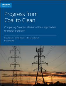 cover of Progress from Coal to Clean showing electricity lines at sunset