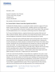 Letter supporting Toronto Hydro’s Climate Action Plan