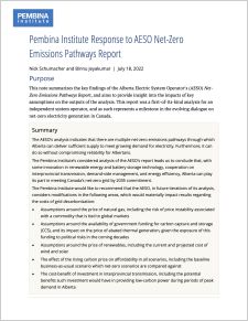 Cover of response to AESO Net-Zero Emissions Pathways Report