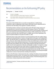 Cover of Recommendations on the forthcoming IPP Policy