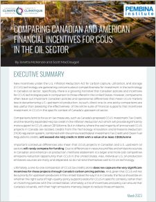 First page of our report, Comparing Canadian and American Financial Incentives for CCUS in the Oil Sector