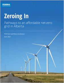 Cover to Zeroing In with wind turbines and road