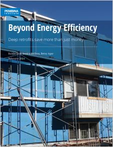 Cover of report - Beyond Energy Efficiency: Deep Retrofits - external renovations of multiunit apartment building with scaffolding