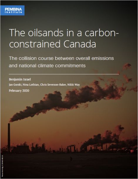 Report cover: Sunset over the oilsands