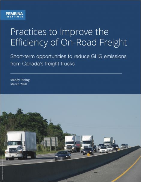 Cover of On-Road Freight Efficiency report with semitrucks on highway
