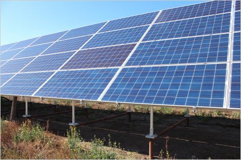 Solar panels in a field