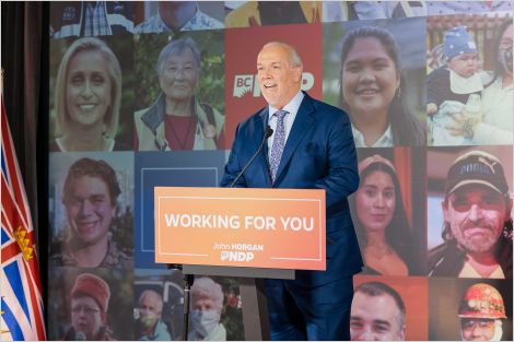 Premier John Horgan on election night